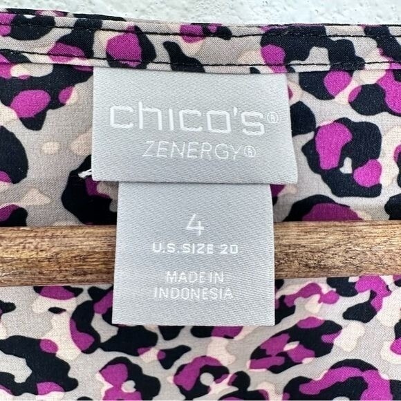 Chico's Zenergy Pink Leopard Printed Active Dress Pockets Summer Casual Cruise - Picture 6 of 6
